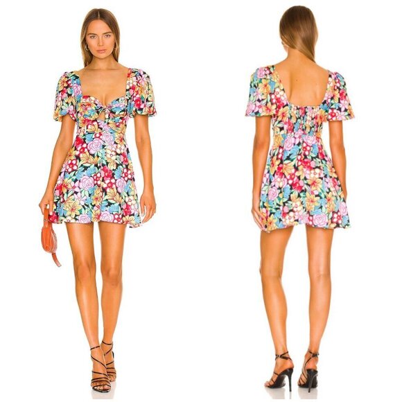 💕FOR LOVE & LEMONS💕 Mallory Mini Dress Multi-Color Vintage Floral Print XS NWT - Picture 5 of 16